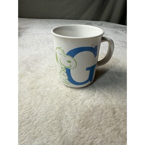 Vintage Snoopy Ceramic Mug United Feature Syndicate 1958 Letter G Initial Japan - Picture 1 of 3